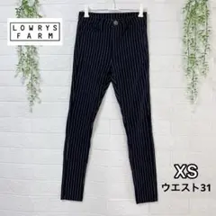 ローリーズファーム XS スキニーパンツ ストレッチ ストライプ レギパン 濃紺のサムネイル