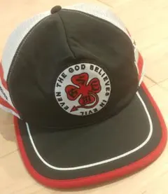 90s~00s ストリート系　ベースボールキャップ 黒/赤 メッシュ