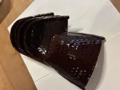 値下げ 漆器 米永 舟形皿 5客セット 溜塗 槌目模様
