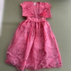 ピンク花柄刺繍ドレス＆ジャケット　12サイズ