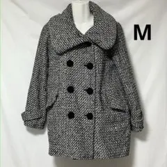 ONE WAY ツィードジャケット　コート　中綿入り　ダブルボタン　暖かい　Mのサムネイル