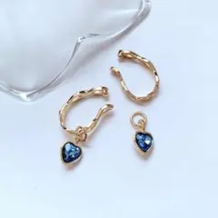 ❤️お得セット❤️ 2way♪ イヤーカフ　　 ブルーストーン　ゴールド 両耳用