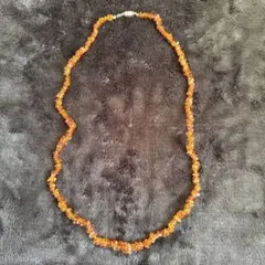 オレンジ琥珀ビーズネックレス