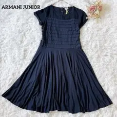 アルマーニジュニア フレアワンピース ネイビー 半袖 プリーツ フォーマル