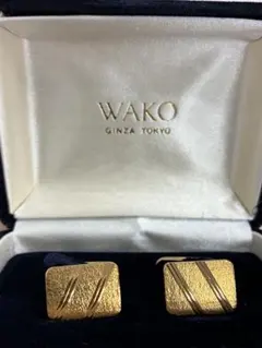 WAKO ゴールド ストライプ カフリンクス ケース付きのサムネイル