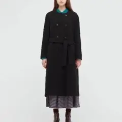 ユニクロ　イネス　ダブルフェイスノーカラーロングコート　ベルト　冠婚葬祭　大きめ