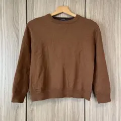 ナノユニバース メンズ ブラウン クルーネック ニットセーター L 未使用に近い