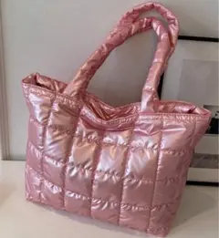残り1点⚠️ZARAジャンル 海外ブランド キルティングメタルトートバッグ ピンク