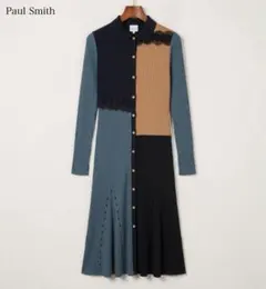 【新品】Paul Smith 襟付きニットワンピース 切替 レース