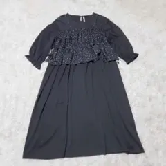 ビスチェドッキングワンピース 4L ドット柄 ロング丈 大きいサイズ