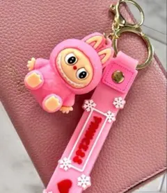 Labubu ラブブ フィギュア付き キーホルダー キーリング ピンク 未使用