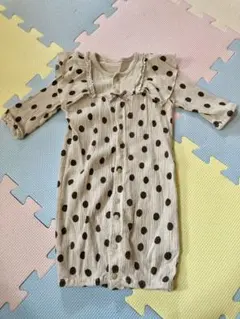 ドット柄　ロンパース　春秋　長袖　水玉