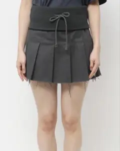 EMODA リブワイドプリーツスカート グレー Sサイズ