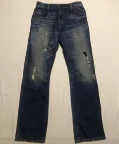 【名作】Levi's 517 ブーツカット W30 L33 濃紺ダメージ加工