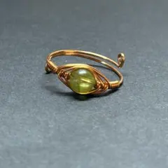 WR733G 天然石 パワーストーン ワイヤーリング ペリドット フリーサイズ