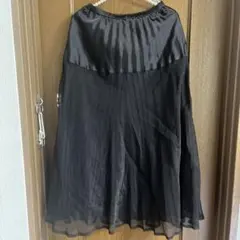 PINORE ブラック プリーツロングスカート