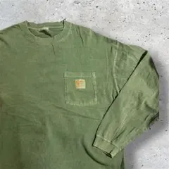 Java 長袖 ポケットオーバーサイズ Tシャツ グリーン Lサイズ