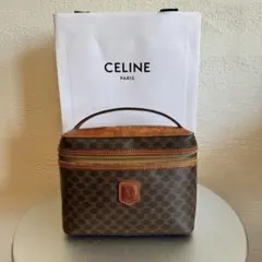 極美品】CELINE トリオンフ マカダム柄 ポーチ ブラウン レザー 革