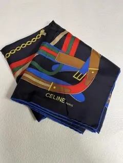 【未使用品】CELINE シルクスカーフ チェーン柄