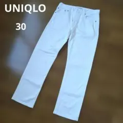 UNIQLO/ユニクロ　ホワイトデニム　ストレート　30 カイハラ生地