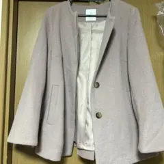 ViS ノーカラーコート ピンクベージュのサムネイル