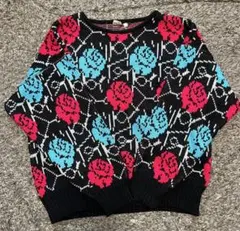 y2k Vintage Rose Pattern Knit Sweater