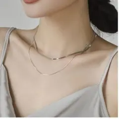 ネックレス 二連 スネーク チェーン ネックレス サージカルステンレス シルバー