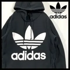 【adidas】サイドポケット　ビッグロゴ　パーカー　フーディー　プルオーバー