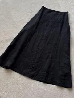 BEAUTY&YOUTH リネン フレアロングスカート【M】 ブラック