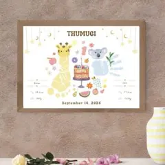 【２枚セット】手形足形アートポスター 名入れ A4 誕生日【バースデー】