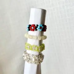 ビーズアクセサリー　まとめ売り　指輪　ハンドメイド　Y2K 韓国