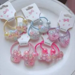 ヘアゴム　10本　リボン星ハートうさぎクマ　ベビー　赤ちゃん　キッズ　子供　新品のサムネイル
