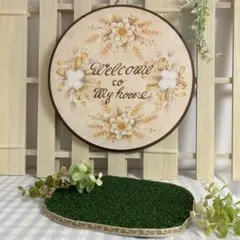 在庫1【ウェルカムボード花柄】トールペイント木工　ハンドメイド【プレ付】のサムネイル