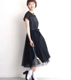 【新品未使用】ドレス　結婚式　二次会　成人式　パーティードレス　ブラック リボン