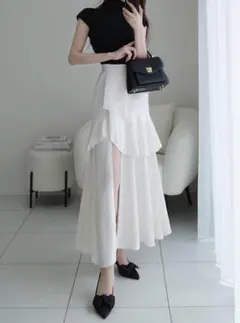 【タグ付き新品】アシンメトリーラッフルスリットスカート GRL