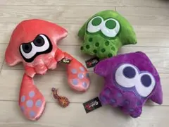 スプラトゥーン2 クッション リバーシブル　パープル・グリーン＆３　イカ　レッド