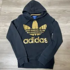 adidas  アディダス　ゴールドロゴ フード付き パーカー