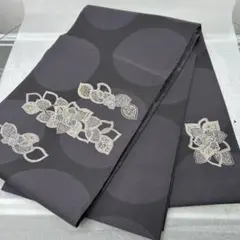 黒とグレーのドット模様 太鼓柄袋帯1230