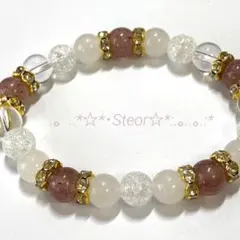 ❁魅力を引き出す.:*♡癒しの天然石ブレスレット♡ストロベリー✖︎カルセドニー