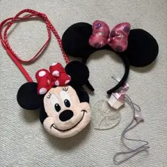 ディズニー　ミニー カチューシャ ポシェット ティンカーベル ライト セット