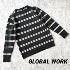 ウール✨【グローバルワーク】長袖ニット セーター ダークグレー L ボーダー
