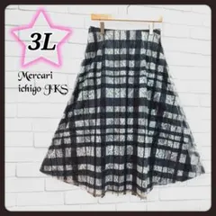 D20♦️新品♦️フラワーレース チェック フレアスカート　ロングスカート　3L