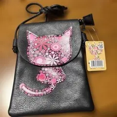 猫デザイン スマホショルダーバッグ 黒　新品未使用　タグ付き