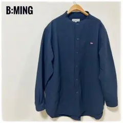 B:MING by BEAMS バンドカラー ワッフルシャツ ネイビー XLのサムネイル