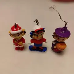 【レトロ・当時物】不二家 ペコちゃん ミニフィギュア 3点セット（金具サビあり）