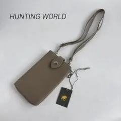 HUNTING WORLD フォンケース スマホショルダー レザー グレージュのサムネイル