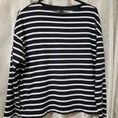 ネイビーとホワイトのストライプ長袖Tシャツ Mサイズ
