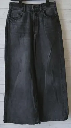 【セール】ジーナシス JEANASIS ダークグレー ワイドレッグデニムパンツS