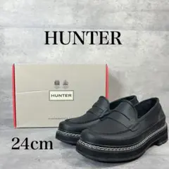 良品　HUNTER ハンター レインローファー ブラック 24cm 厚底 防水