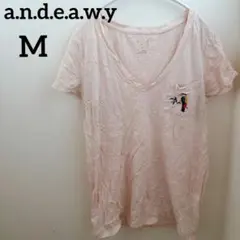 a.n.d.e.a.w.y【M】ピンク Tシャツ 半袖 トップス カットソー